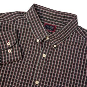 Untuckit Tardelli Button Down Shirt Mens XL Blue Red White Plaid Casual Office